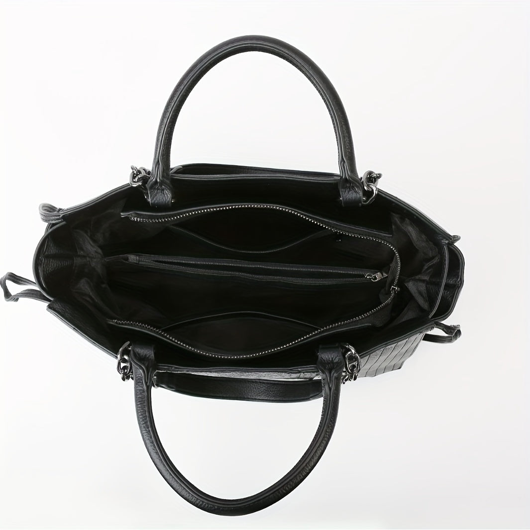 Makenna - Élégant et spacieux sac à bandoulière et à ordinateur portable noir pour femmes, parfait pour toutes les saisons