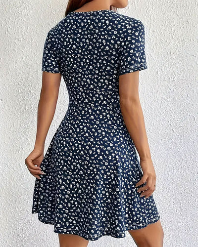 Robe Florale V-Neck Décontractée