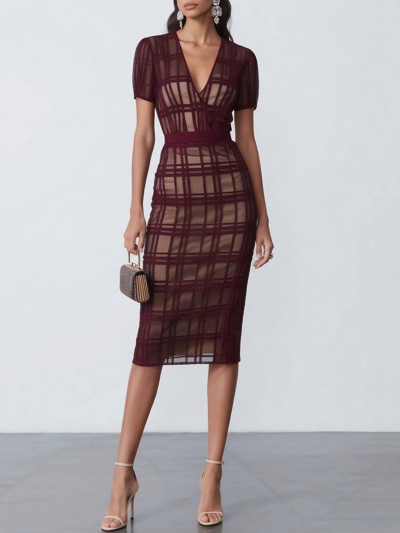 Robe classique à carreaux en maille