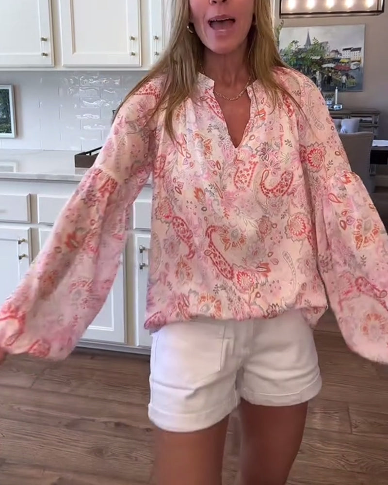 Blouse À Manches Ballon Et Imprimé Floral