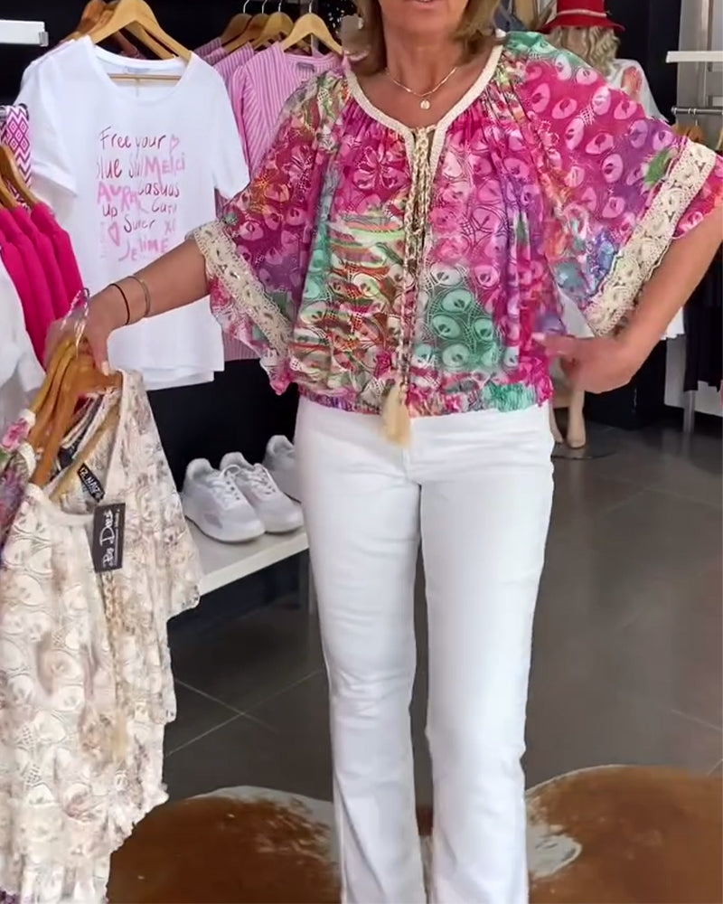 Blouse À Coupe Ample Avec Imprimé Bohème