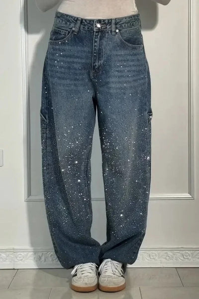 Jean large effet pailleté