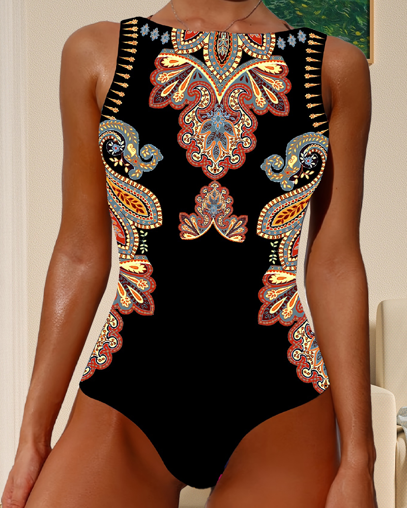 Maillot de bain Paisley Sans Manches Une Pièce