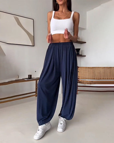 Pantalon Décontracté Couleur Unie