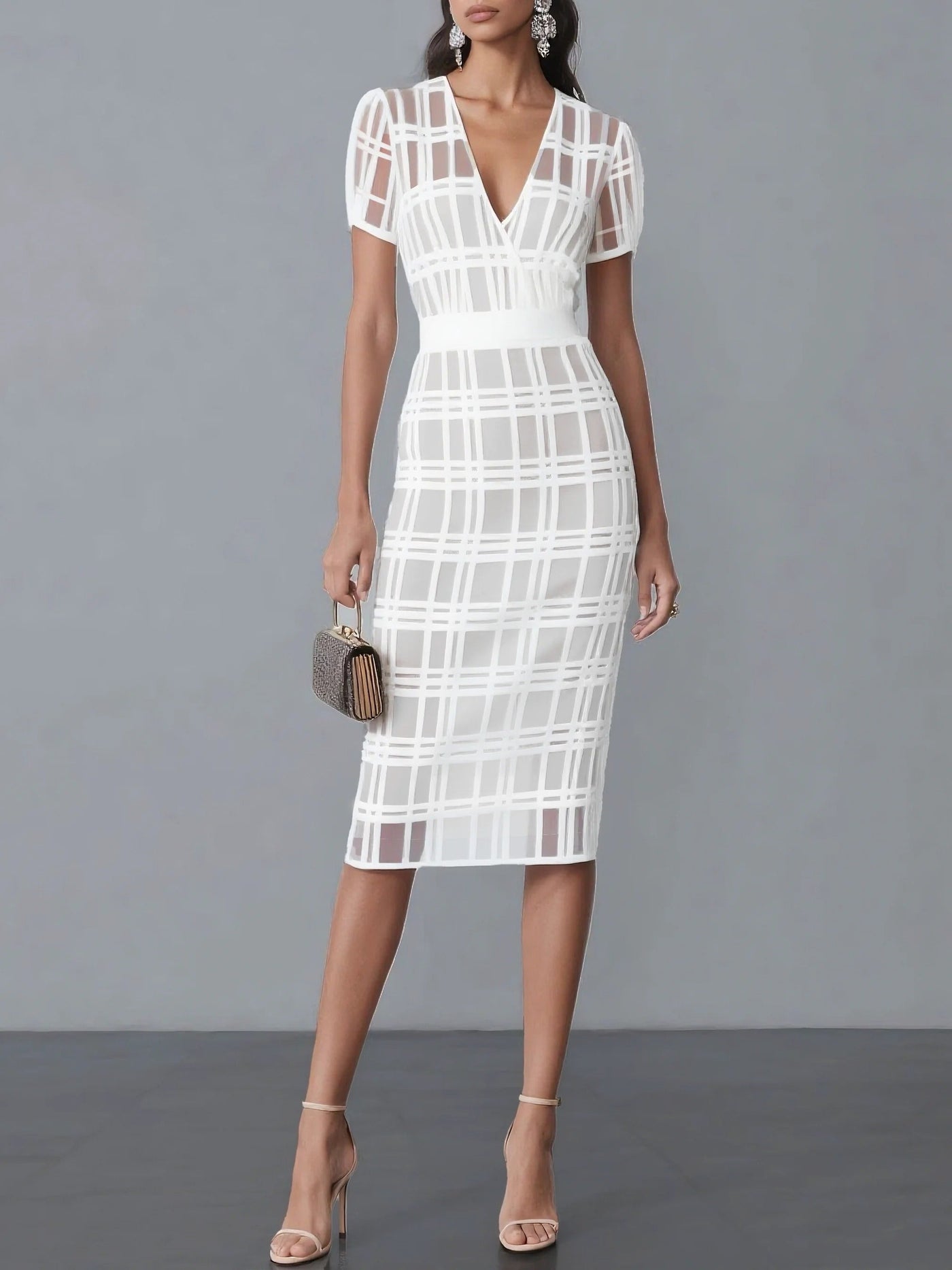 Robe classique à carreaux en maille