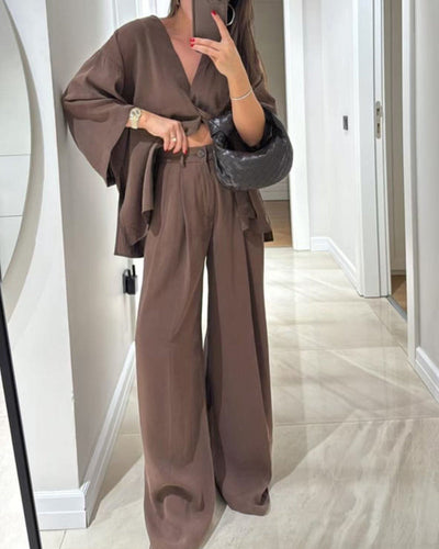 Lisa™ | Ensemble 2 pièces col V & pantalon