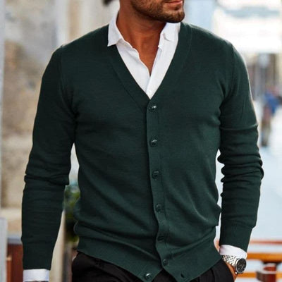 Cardigan homme – Maille douce – Coupe régulière – Col V – Fermeture boutonnée