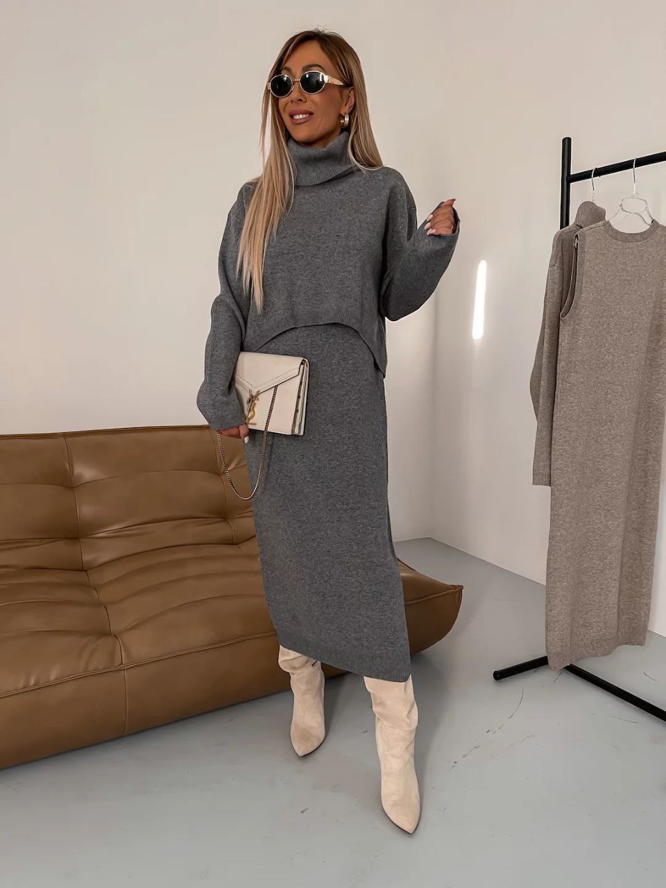 Anna™ - Robe midi et ensemble de pull à col roulé