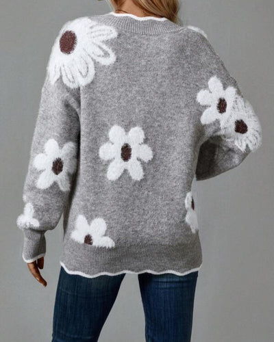 ELLEN - PULL EN MAILLE AVEC MOTIFS FLORAUX