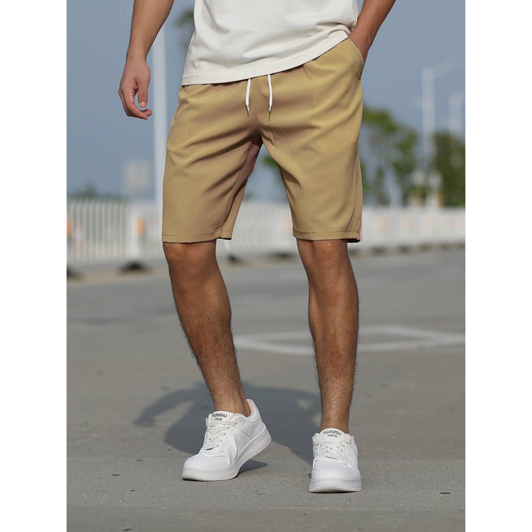 Short décontracté homme – Coupe ample – Tissu respirant – Cordon ajustable – Poches côtés