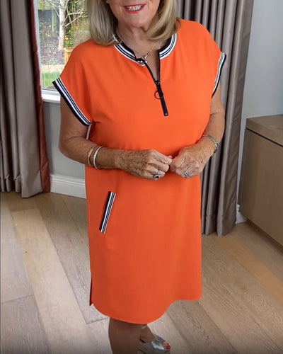 Robe Demi-Zip Couleur Contrastée Sport