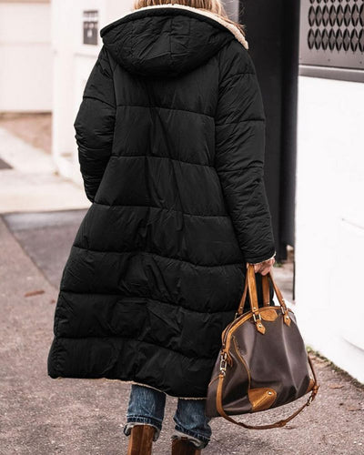 ANNIE - Manteau long réversible doublé de fourrure