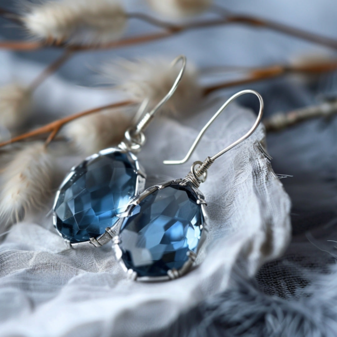 Boucles d'oreilles en cristal bleu de rêve