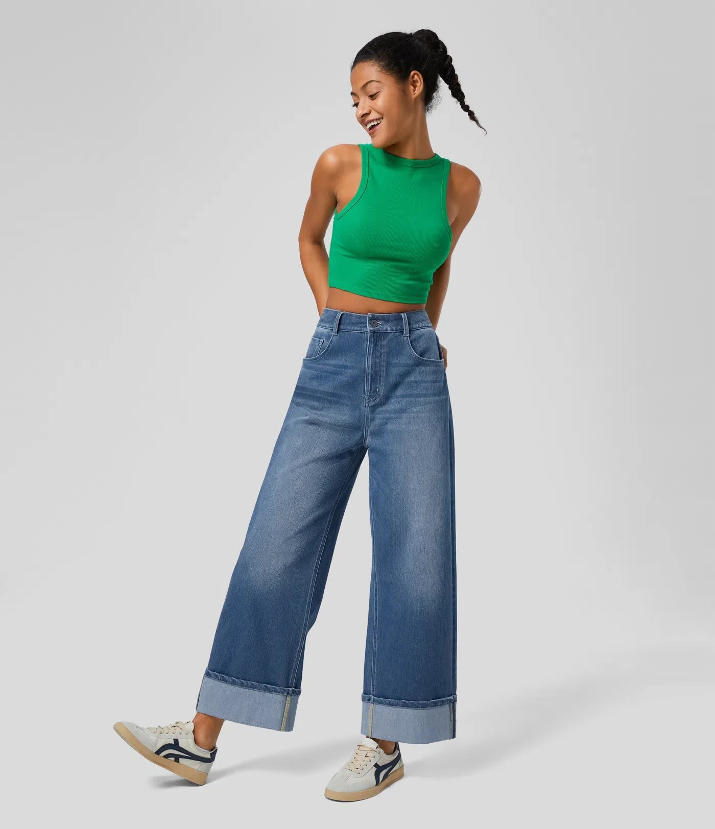 Louise™ | Jean Taille Haute à Revers