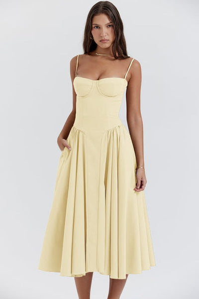 Éléanor - Robe D'Été Midi Chic Corsaire Pour Les Occasions Spéciales