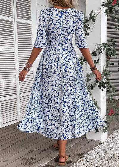 Robe à manches mi-longues et imprimé floral