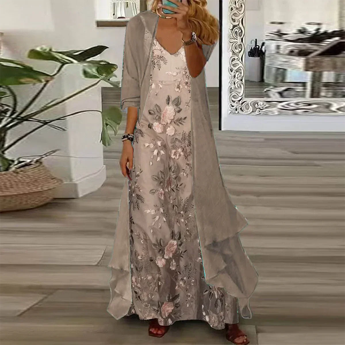 Nathalie | Robe Maxi avec Veste (ensemble de 2 pièces)
