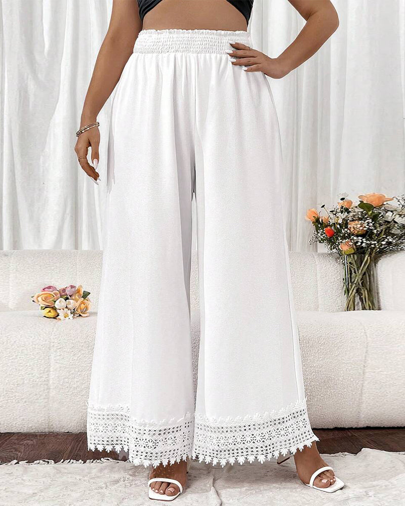 Pantalon Mode Dentelle Couture Jambe Large