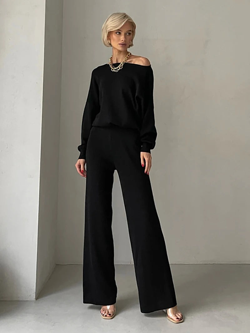 Ella™ - Ensemble de tricot d'hiver élégant en monochrome