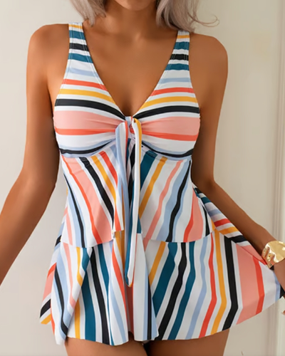 Maillot De Bain Lacé Rayé Triangle Deux-Pièces