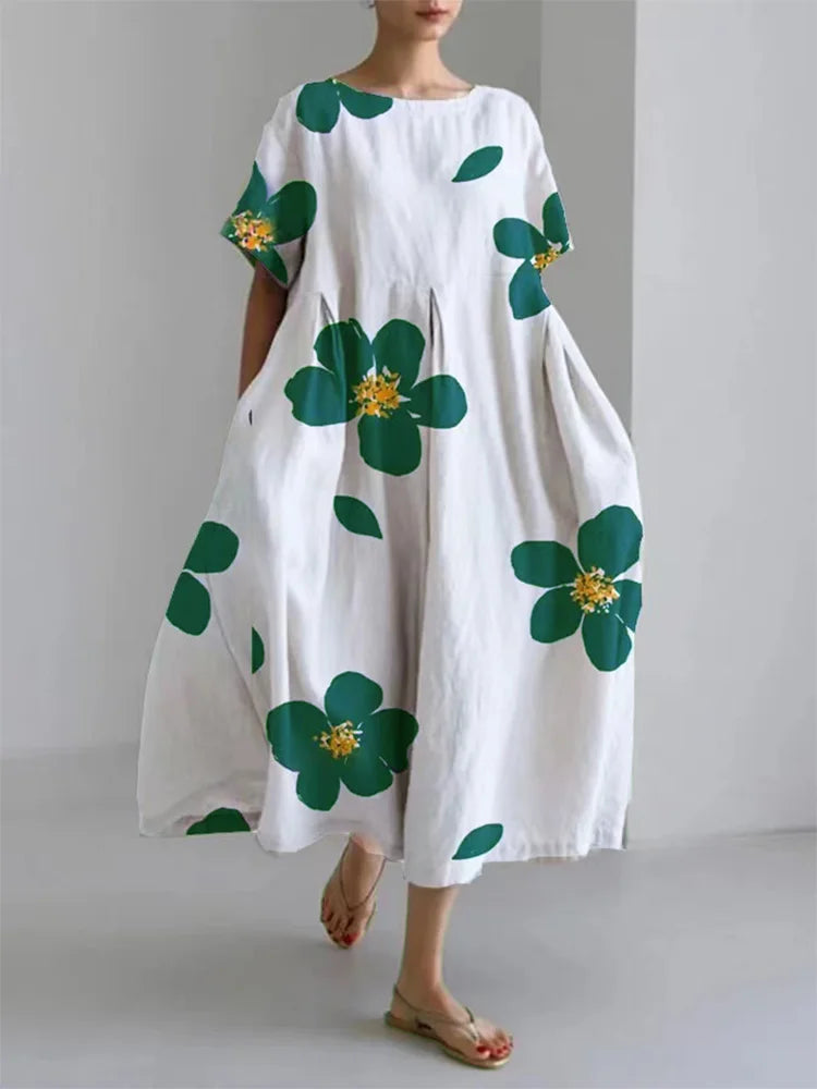 Morgane™ | Caterina robe d'été longue avec fleurs vives et confort doux pour journées ensoleillées
