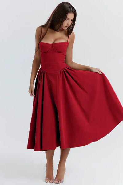 Éléanor - Robe D'Été Midi Chic Corsaire Pour Les Occasions Spéciales