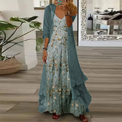 Nathalie | Robe Maxi avec Veste (ensemble de 2 pièces)