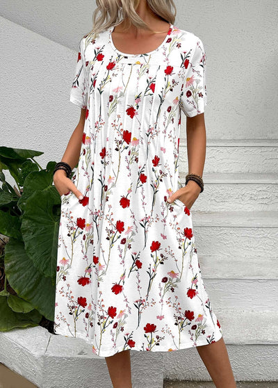 Robe à imprimé floral et coutures plissées