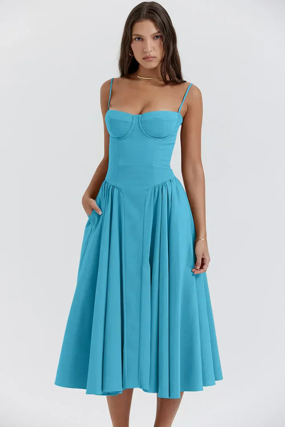 Éléanor - Robe D'Été Midi Chic Corsaire Pour Les Occasions Spéciales