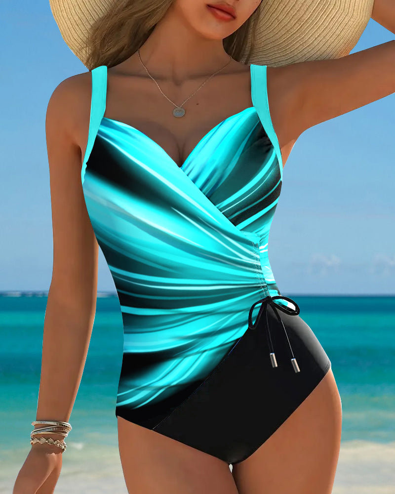 Maillot de bain Une pièce Contrasté avec Lacets