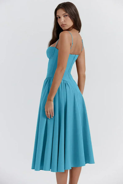 Éléanor - Robe D'Été Midi Chic Corsaire Pour Les Occasions Spéciales