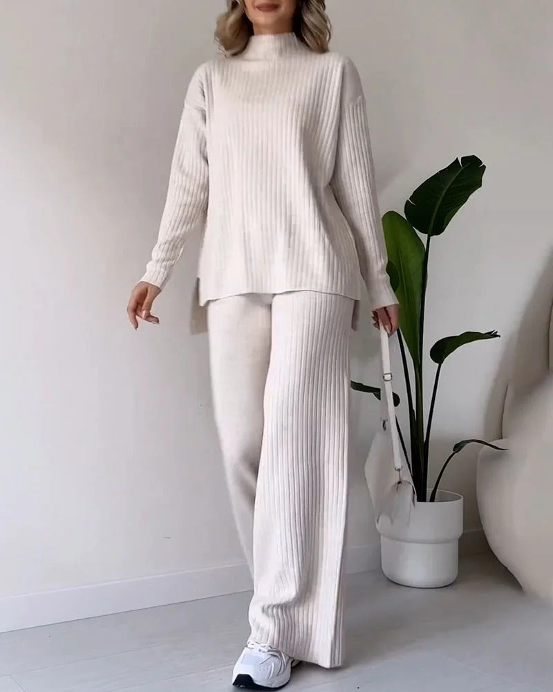 Ensemble deux pièces décontracté à fente chic