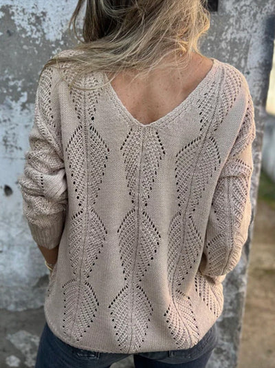 Pull à boutons réversibles en tricot à feuilles