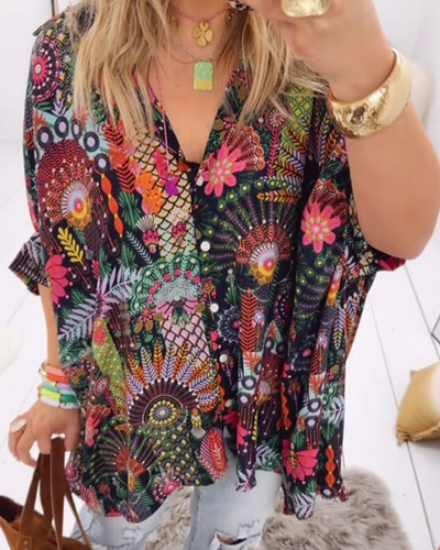 MARLENA - BLOUSE LOOSE À IMPRIMÉ BOHÈME