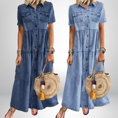 Majken - Robe en denim douce et boutonnée