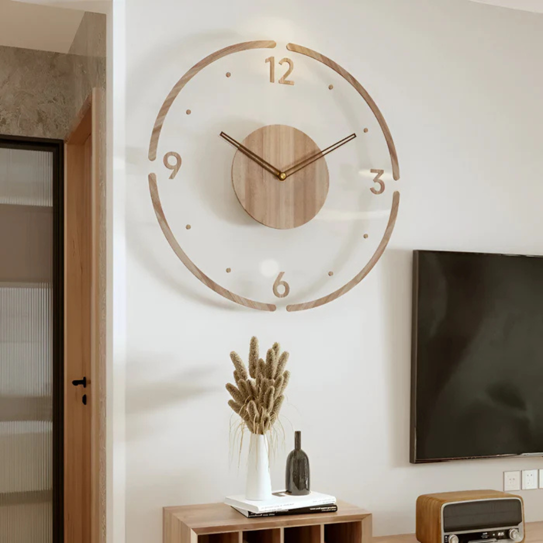 Nock - Grande horloge murale de salon en acrylique et bois