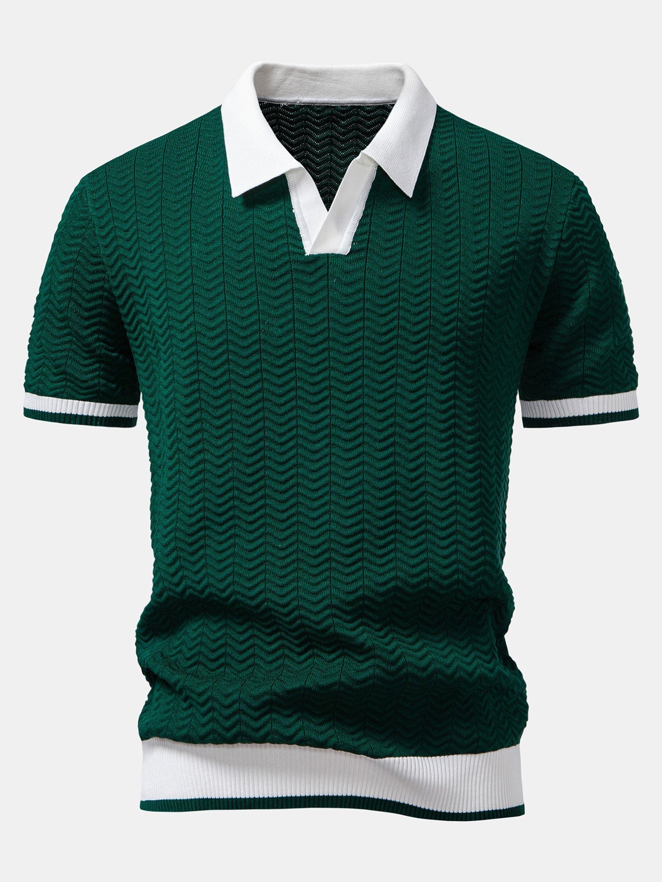 Ensemble Polo Texturé Contrasté & Short Chino en Coton