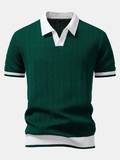 Ensemble Polo Texturé Contrasté & Short Chino en Coton