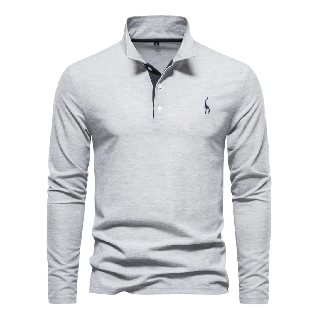 Polo homme – Coupe droite – Manches longues – Tissu respirant – Style décontracté