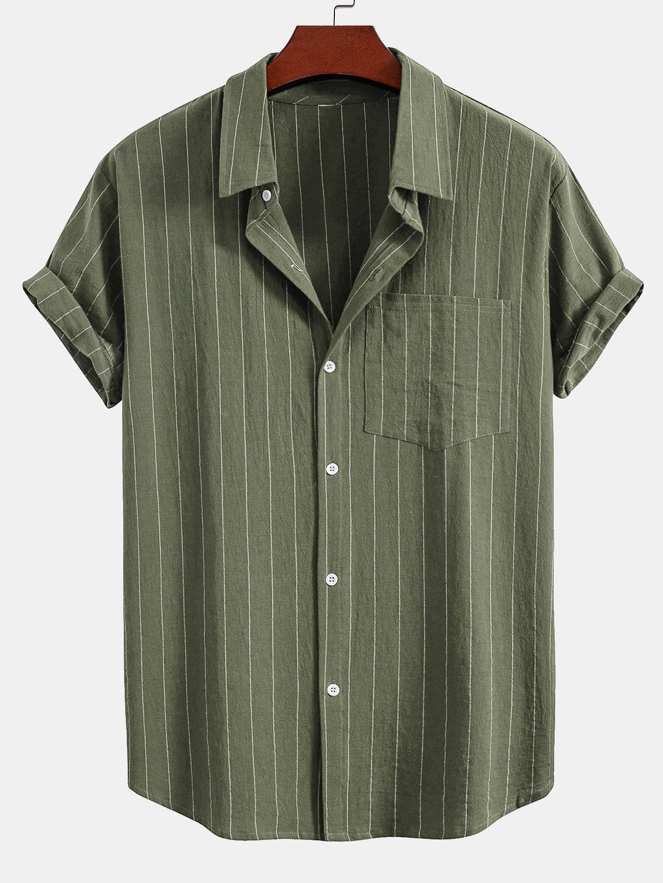 Ensemble Décontracté : Chemise Rayée Style Lin & Short à Cordon