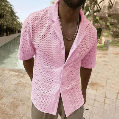 Polo homme – Coupe décontractée – Maille douce – Motif texturé – Manches courtes