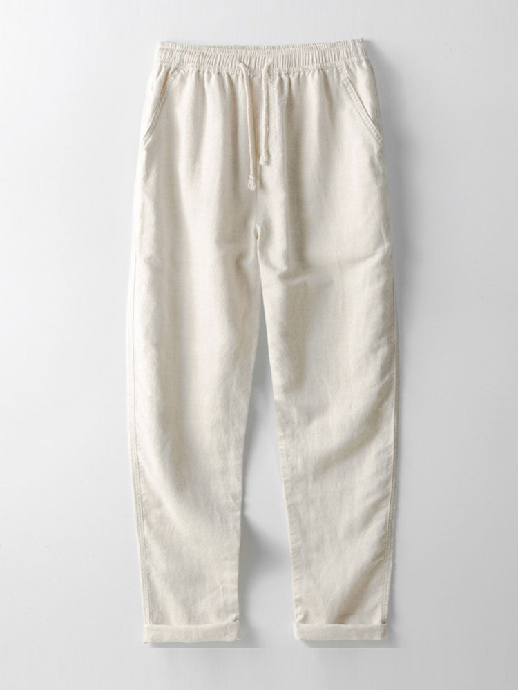 Chemise boutonnée en mélange de lin et rayonne et pantalon droit en lin