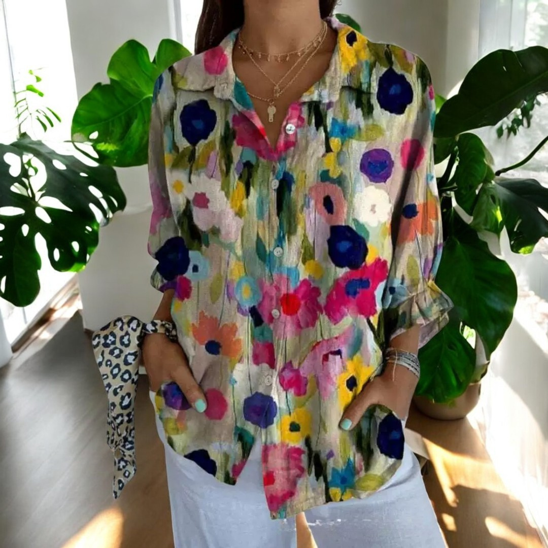 Riviera Paris™ | Carla | Blouse vintage à imprimé fleuri
