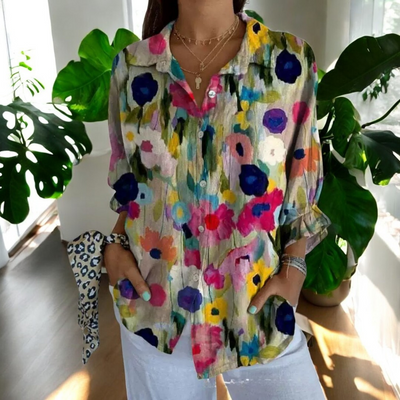 Riviera Paris™ | Carla | Blouse vintage à imprimé fleuri