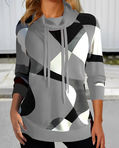 Kiana| Pull-over à la mode avec motif géométrique et col cowl