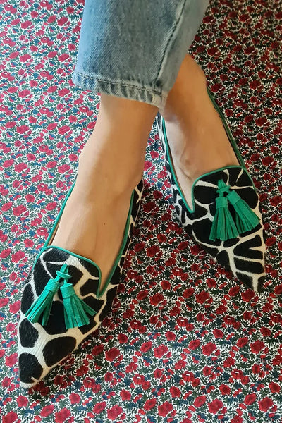 Vanessa™ | Mocassins pointus à imprimé animalier et détails fluo