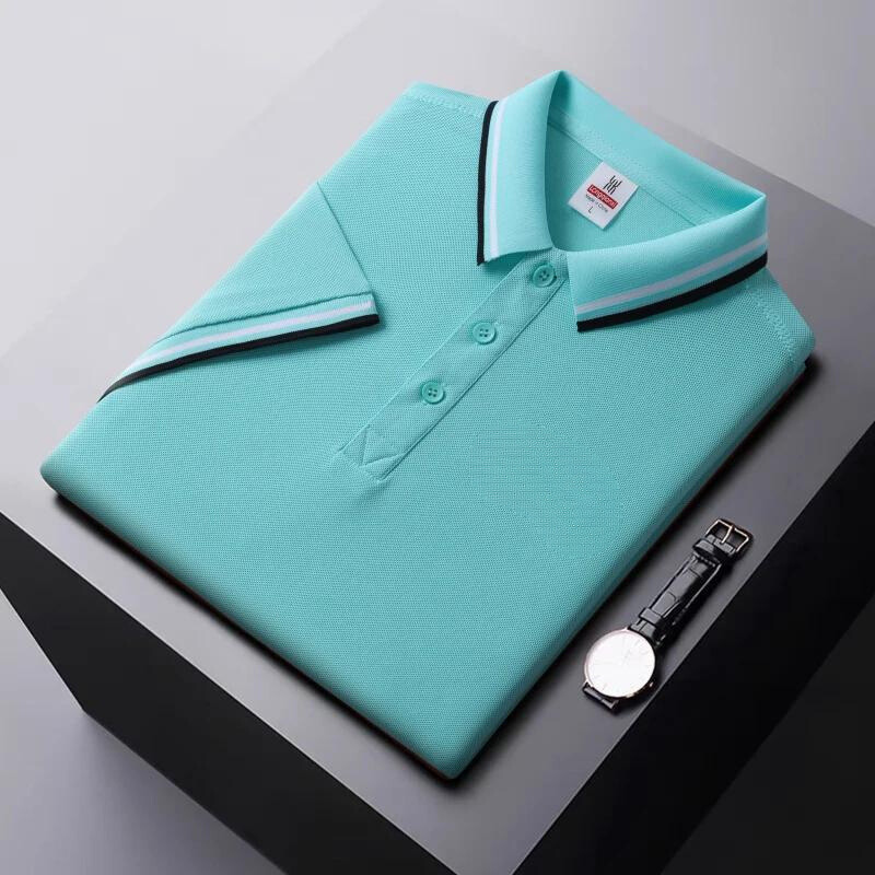 Polo homme – Coupe droite – Tissu respirant – Col rayé élégant casual