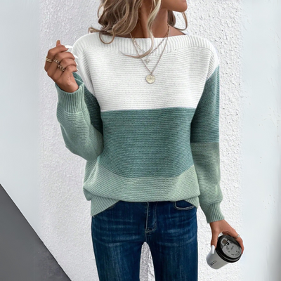 Clara | Pull patchwork élégant tricolore