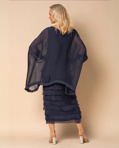 OREANA - ROBE MIDI À VOLANTS AVEC FINITIONS EFFILOCHÉES