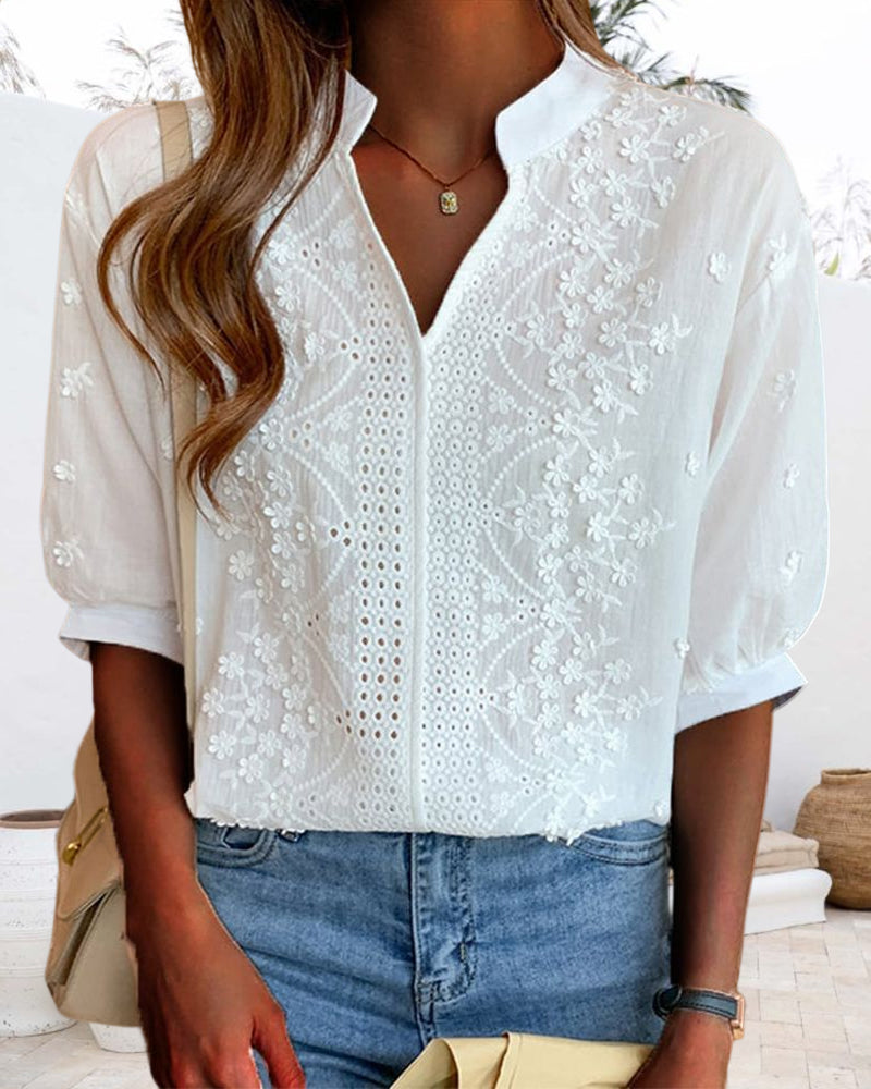 Yara | Chemise blanche à manches bouffantes